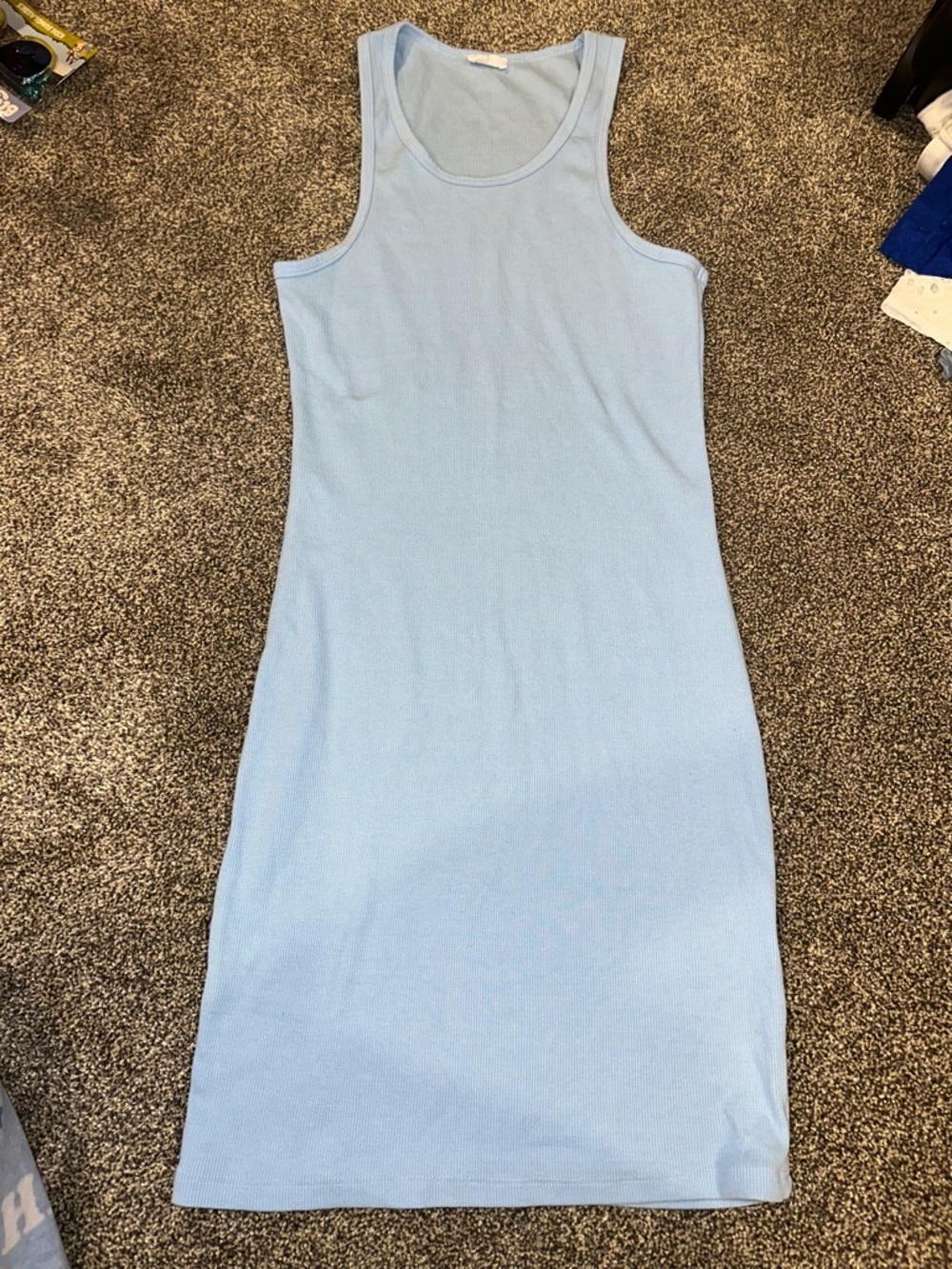 Cotton On Light Blue Ribbed Tank Midi Dress